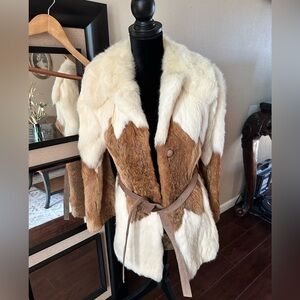 Brown and White Women's Fur Coat vintage